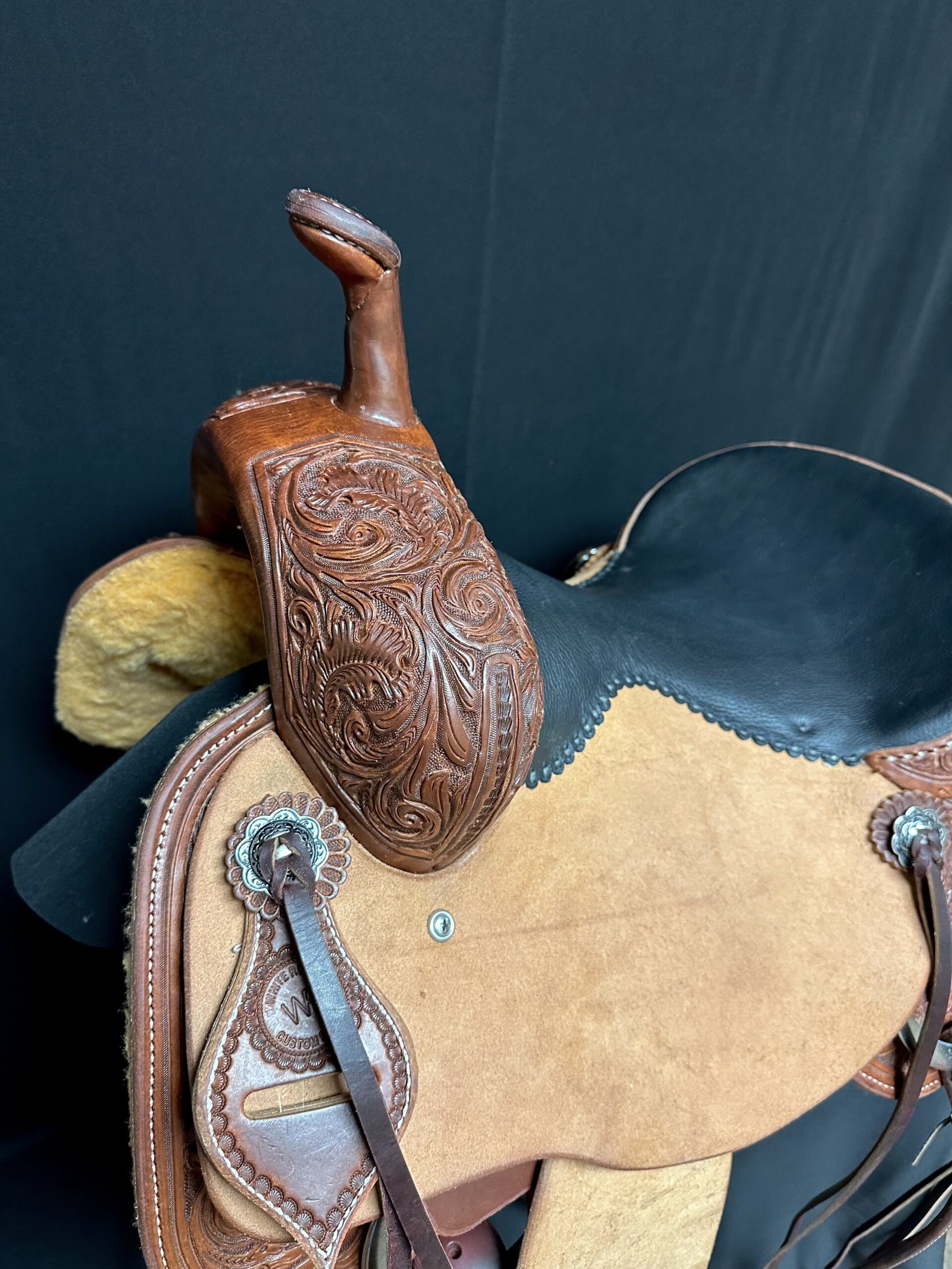 White Rock Cutting Saddle with Floral tooling and padded seat