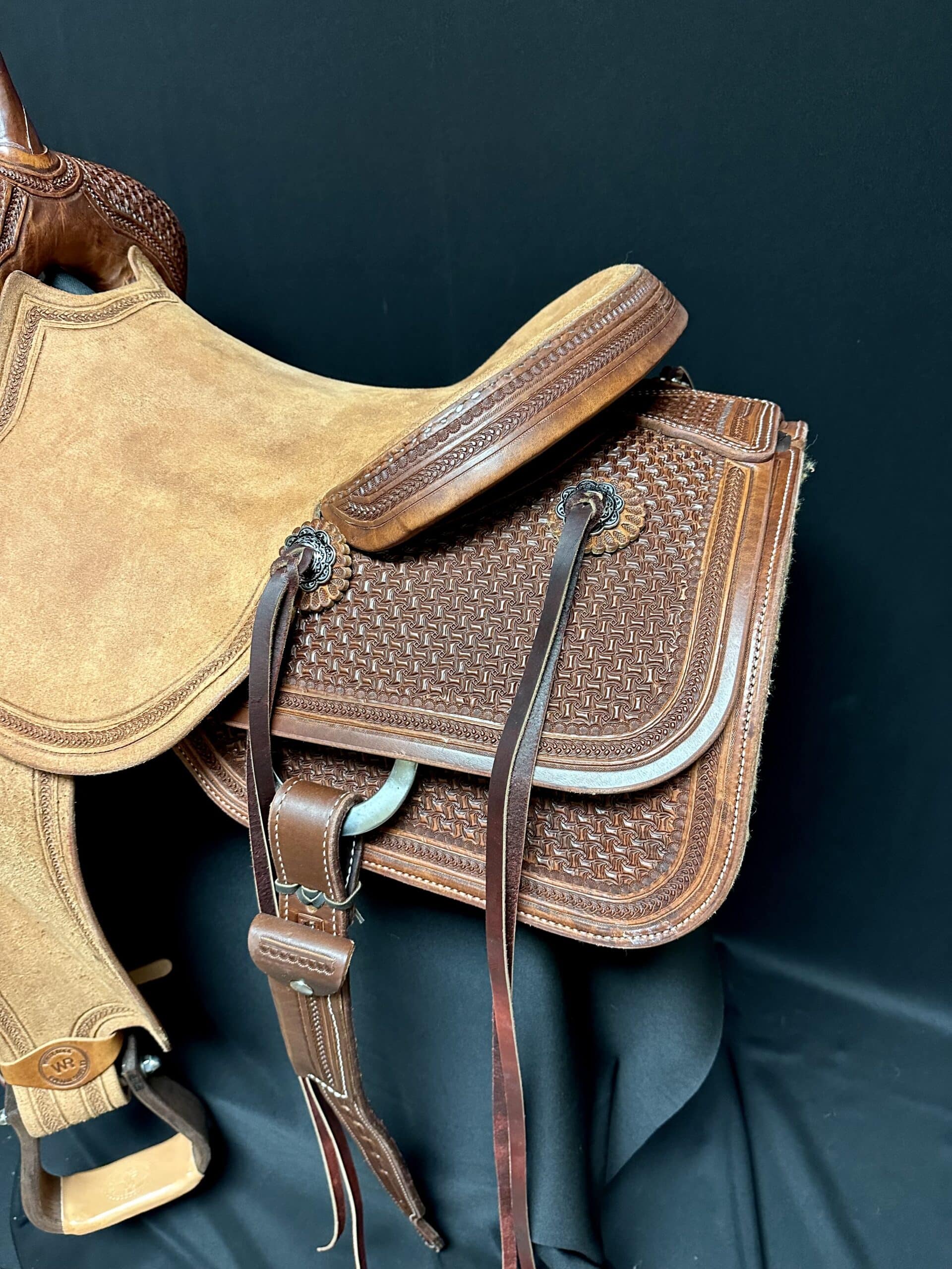 White Rock Cutting Saddle with Spide tooling and Braid Border