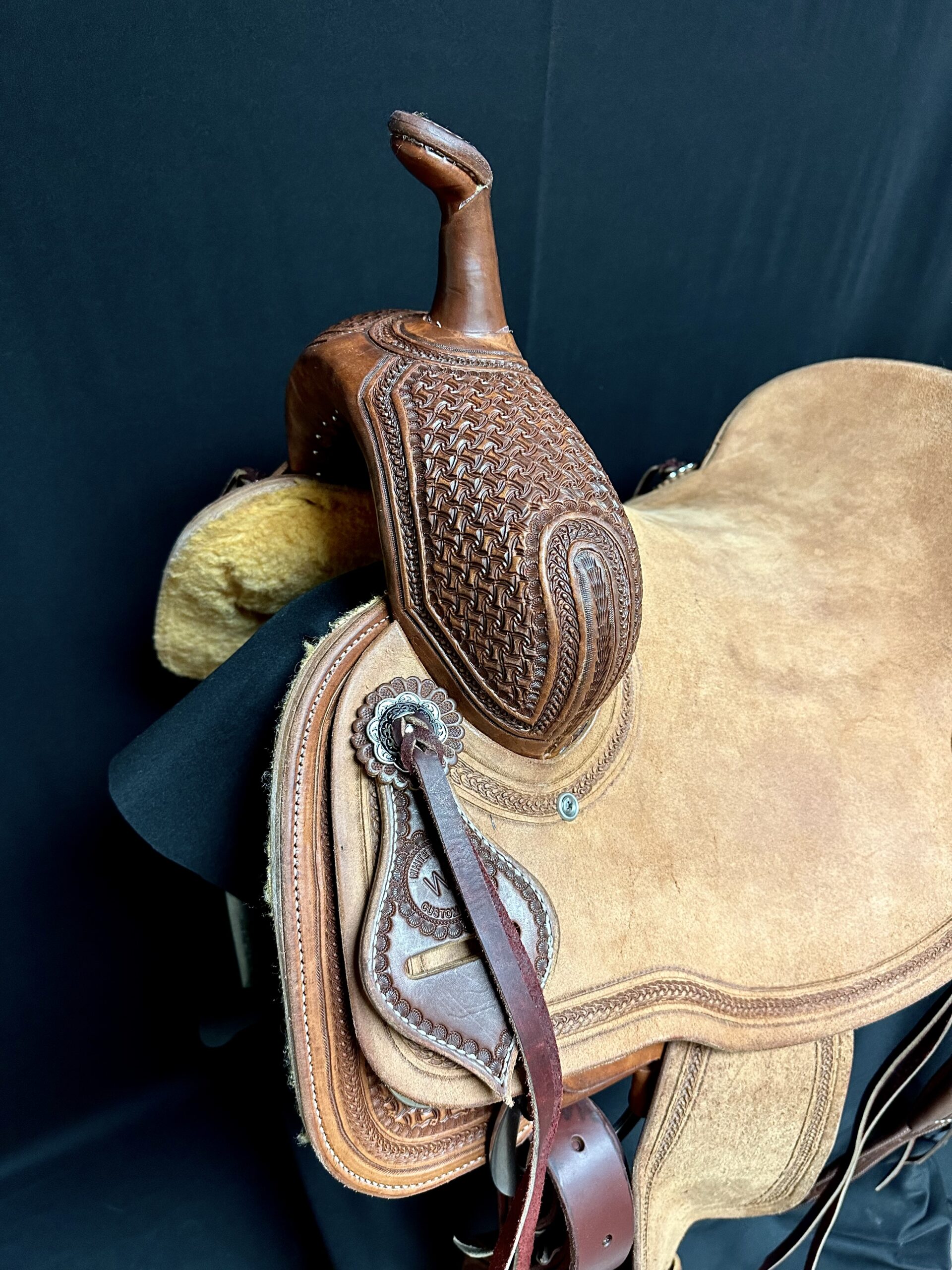 White Rock Cutting Saddle with Spide tooling and Braid Border